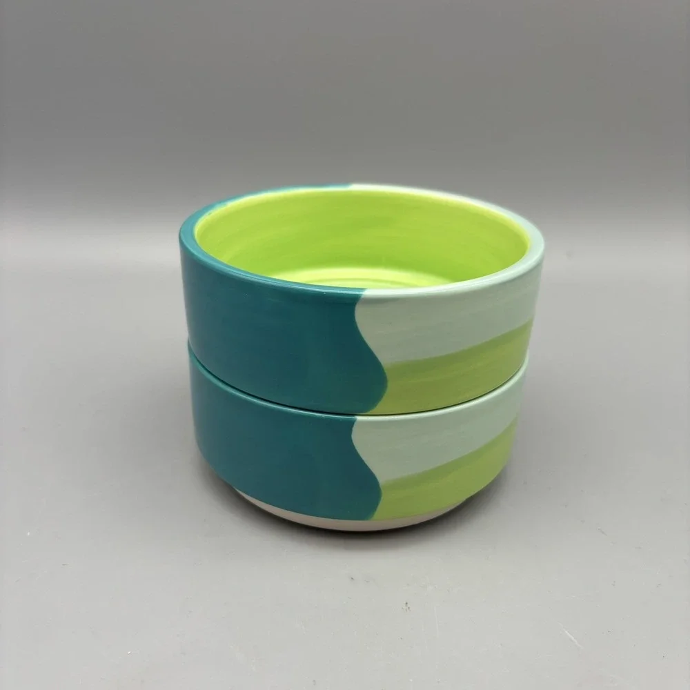 Top-Paw Blue-Green Ceramic Pet Bowl Rubber Grip Dishwasher Safe 4